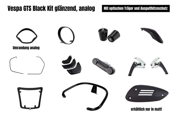 300 ccm All Black Kit glänzend für Vespa GTS 300 Modelle by Wimmer und Merkel