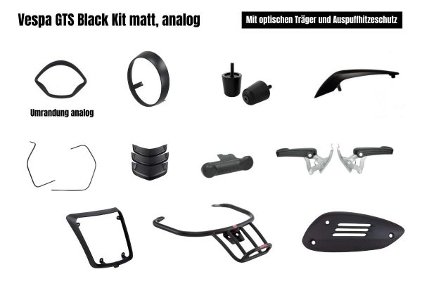 300 ccm All Black Kit matt Analog und Digital für Vespa GTS 300 Modelle by Wimmer und Merkel