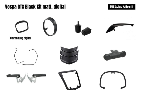 300 ccm All Black Kit matt Analog und Digital für Vespa GTS 300 Modelle by Wimmer und Merkel